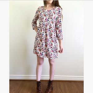 Old Navy 3/4 Sleeves White Floral Summer Dress